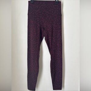 Lululemon Align Burgandy Black Leopard Printed Full Length Leggings Sz 6